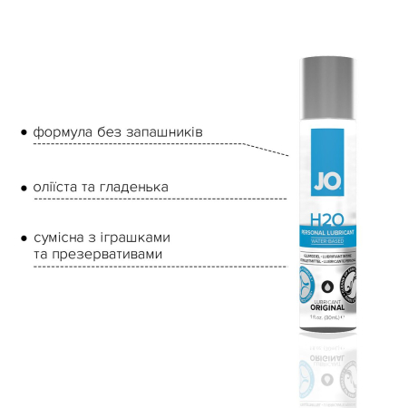 Змазка на водній основі JO H2O ORIGINAL (30 мл) оліїста і гладенька, рослинний гліцерин - фото №3