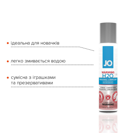 Зігрівальна змазка на водній основі JO H2O WARMING (30 мл) з екстрактом перцевої м’яти №3