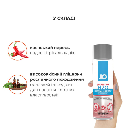 Зігрівальна змазка на водній основі JO H2O WARMING (30 мл) з екстрактом перцевої м’яти №4