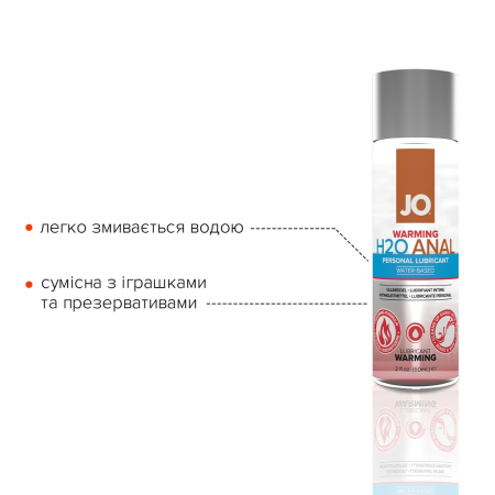 Анальна змазка JO ANAL H2O — WARMING (60 мл) розігрівальна, на водній основі - фото №3