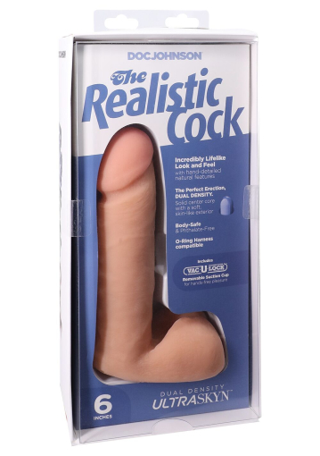 Фалоімітатор Doc Johnson The Realistic Cock 6 inch White – ULTRASKYN, Vack-U-Lock, діаметр 4,3 см - фото №8
