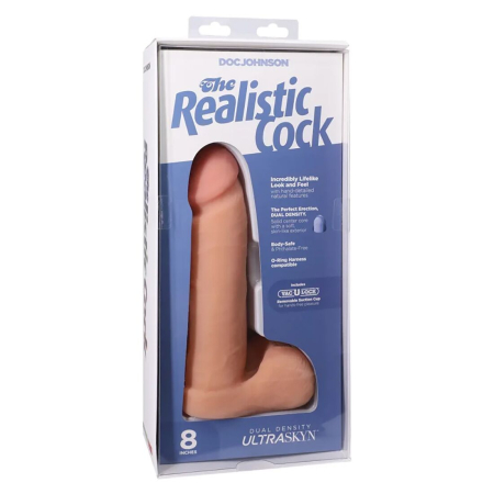 Фалоімітатор Doc Johnson The Realistic Cock 8 inch White - ULTRASKYN, Vack-U-Lock, діаметр 5,1 см - фото №5