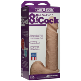 Фалоімітатор Doc Johnson Vac-U-Lock - 8 Inch ULTRASKYN Cock White, діаметр 5,1 см - - фото №3