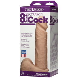 Фалоімітатор Doc Johnson Vac-U-Lock - 8 Inch ULTRASKYN Cock White, діаметр 5,1 см - - фото №4