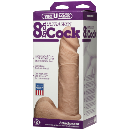 Фалоімітатор Doc Johnson Vac-U-Lock - 8 Inch ULTRASKYN Cock White, діаметр 5,1 см №4