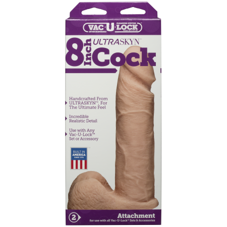 Фалоімітатор Doc Johnson Vac-U-Lock - 8 Inch ULTRASKYN Cock White, діаметр 5,1 см №5