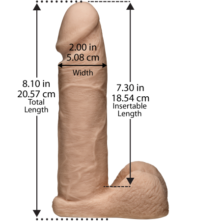 Фалоімітатор Doc Johnson Vac-U-Lock - 8 Inch ULTRASKYN Cock White, діаметр 5,1 см №2