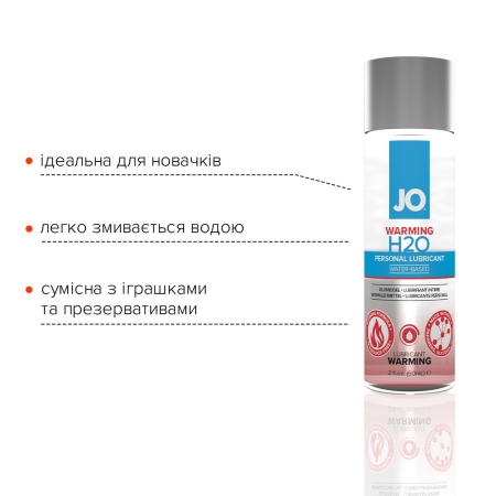 Зігрівальна змазка на водній основі JO H2O WARMING (60 мл) з екстрактом перцевої м’яти - фото №3