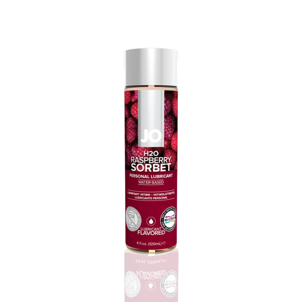 Змазка на водній основі JO H2O — Raspberry Sorbet (120 мл) без цукру, рослинний гліцерин - фото