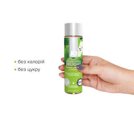 Змазка на водній основі JO H2O — Green Apple (120 мл) без цукру, рослинний гліцерин - фото №2