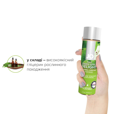 Змазка на водній основі JO H2O — Green Apple (120 мл) без цукру, рослинний гліцерин - фото №4