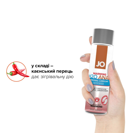 Анальна змазка JO ANAL H2O — WARMING (120 мл), розігрівальна, на водній основі - фото №4