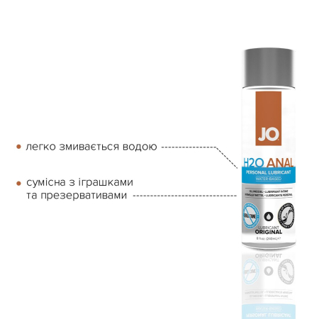 Анальна змазка JO ANAL H2O — ORIGINAL (240 мл) на водній основі, рослинний гліцерин - фото №3