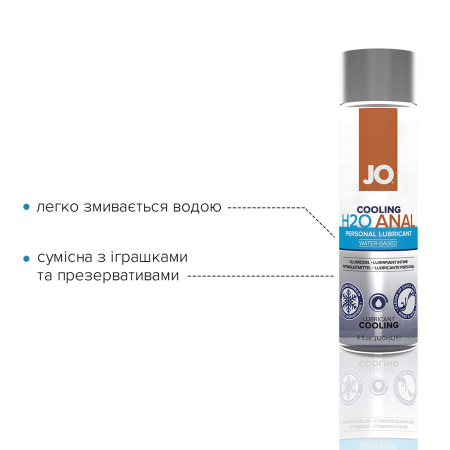 Анальна змазка JO ANAL H2O — COOLING (120 мл) охолоджувальна, на водній основі - фото №3