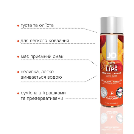 Змазка на водній основі JO H2O — Peachy Lips (120 мл) без цукру, рослинний гліцерин - фото №3