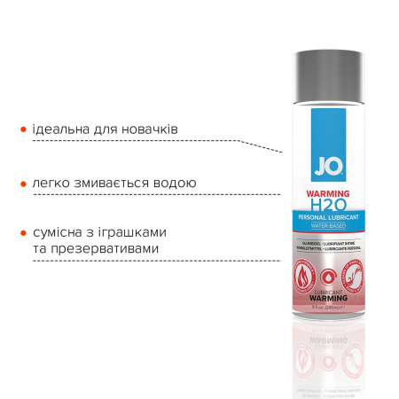 Зігрівальна змазка на водній основі JO H2O WARMING (240 мл) з екстрактом перцевої м’яти - фото №3