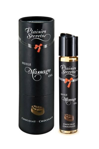Масажна олія Plaisirs Secrets Chocolate (59 мл) з афродизіаками, їстівна, подарункове паковання - фото
