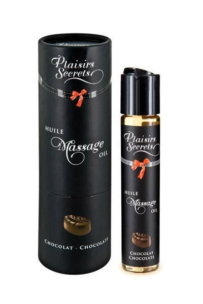 Масажна олія Plaisirs Secrets Chocolate (59 мл) з афродизіаками, їстівна, подарункове паковання - фото