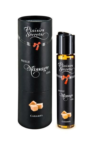 Масажна олія Plaisirs Secrets Caramel (59 мл) з афродизіаками, їстівна, подарункове паковання - фото