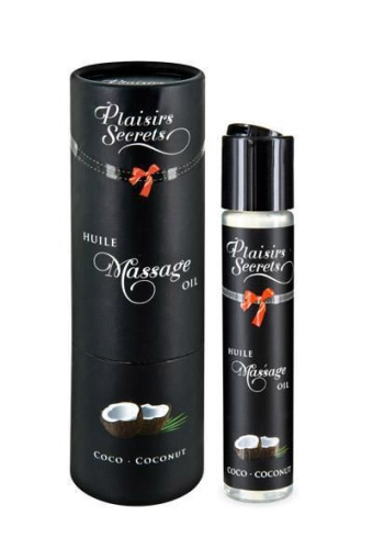 Масажна олія Plaisirs Secrets Coconut (59 мл) з афродизіаками, їстівна, подарункова упаковка 