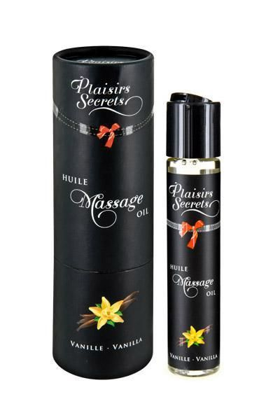 Масажна олія Plaisirs Secrets Vanilla (59 мл) з афродизіаками, їстівна, подарункове паковання - фото