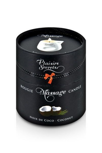Масажна свічка Plaisirs Secrets Coconut (80 мл) подарункова упаковка, керамічний посуд - фото №3