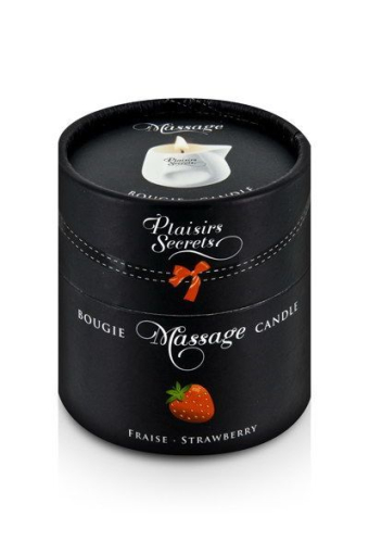 Масажна свічка Plaisirs Secrets Strawberry (80 мл) подарункова упаковка, керамічний посуд - фото №3