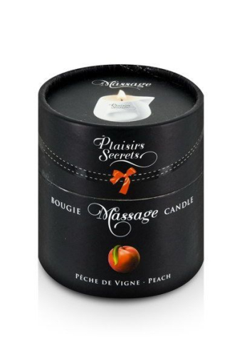 Масажна свічка Plaisirs Secrets Peach (80 мл) подарункова упаковка, керамічний посуд - фото №3