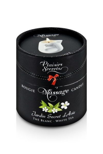 Масажна свічка Plaisirs Secrets White Tea (80 мл) подарункова упаковка, керамічний посуд - фото №3