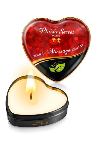 Масажна свічка серце Plaisirs Secrets Natural (35 мл) - фото