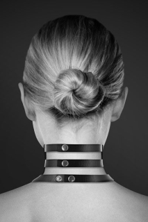 Чокер потрійний з кільцем для повідця Bijoux Pour Toi - FETISH, екошкіра - - фото №2