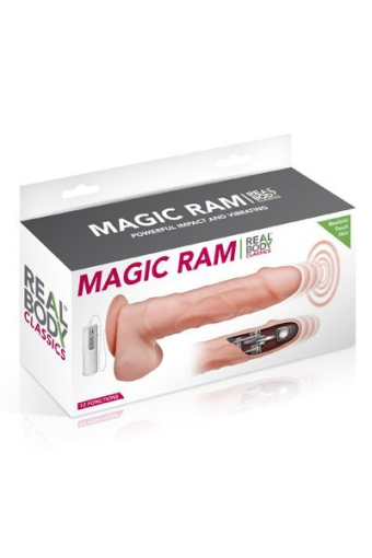 Фалоімітатор-пульсатор із вібрацією Real Body — Magic Ram, діаметр 4 см, рух вперед-назад №3