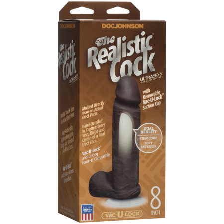 Фалоімітатор Doc Johnson The Realistic Cock 8 inch Black - ULTRASKYN, Vack-U-Lock, діаметр 5,1 см - фото №3