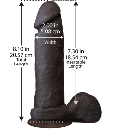 Фалоімітатор Doc Johnson The Realistic Cock 8 inch Black - ULTRASKYN, Vack-U-Lock, діаметр 5,1 см - - фото №2