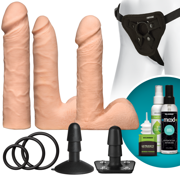 Набір для страпона Doc Johnson Vac-U-Lock Dual Density UltraSKYN Set, діаметр 3?4,5см 
