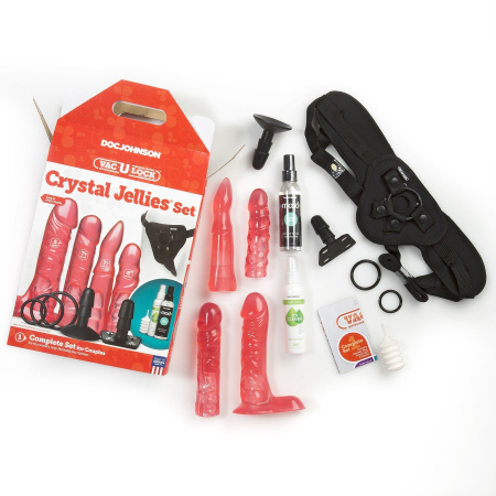 Набір для страпона Doc Johnson Vac-U-Lock Crystal Jellies Set, діаметр 3,8см, 2?4,5см, 5,1 см - фото №6