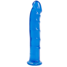 Фалоімітатор Doc Johnson Jelly Jewels Dong & Suction Cup Blue, діаметр 3,6 см, антибактеріальний ПВХ - фото