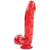 Фалоімітатор Doc Johnson Jelly Jewels Cock&Balls Red, діаметр 3,6 см, антибактеріальний ПВХ - фото