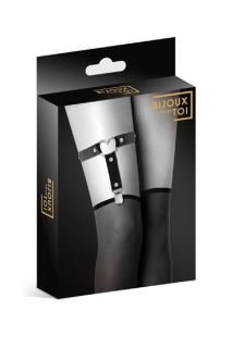 Гартер на ногу Bijoux Pour Toi - WITH HEART Black, сексуальна підв'язка з сердечком, екошкіра - - фото №3