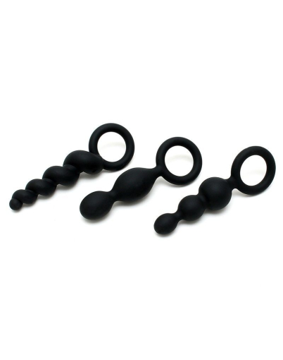 Набір анальних іграшок Satisfyer Plug black (set of 3) - Booty Call, макс. діаметр 3 см №2