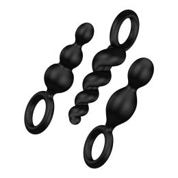 Набір анальних іграшок Satisfyer Plug black (set of 3) - Booty Call, макс. діаметр 3 см - фото