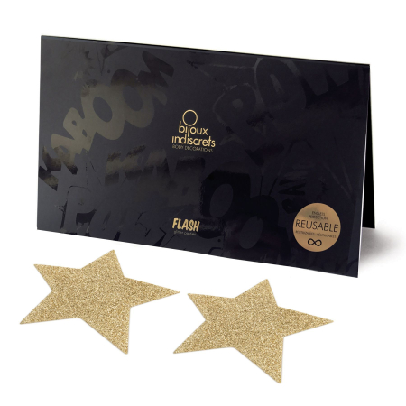 Пестіс - стикини Bijoux Indiscrets - Flash Star Gold, наклейки на соски 