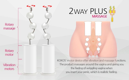 Мастурбатор-полуторс Kokos Cherry 2WayPlus з функцією масажу та вібрацією з вібрацією і масажем, два входи: вагіна і попка №7