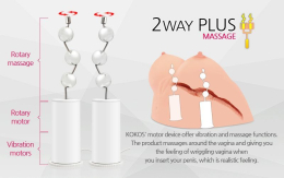 Мастурбатор Kokos Juilana Breast 2WayPlus з функцією масажу та вібрацією - - фото №6