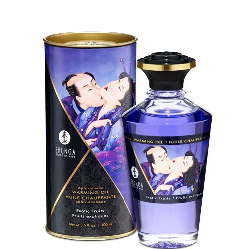 Розігрівальна олія Shunga Aphrodisiac Warming Oil – Exotic Fruits (100 мл) без цукру, смачна - фото