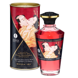 Розігрівальна олія Shunga Aphrodisiac Warming Oil – Sparkling Strawberry Wine (100 мл) без цукру - фото