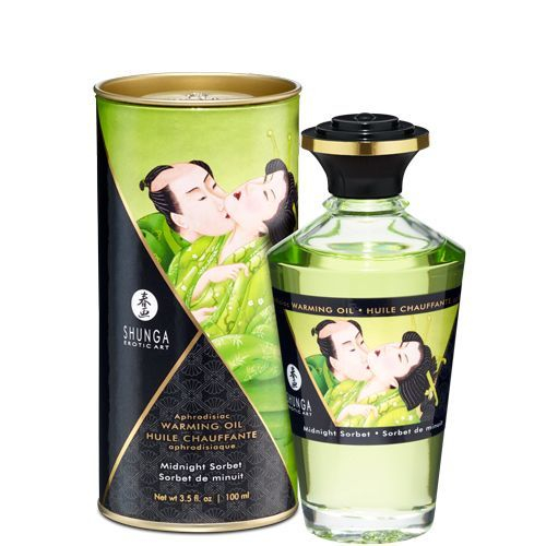 Розігрівальна олія Shunga Aphrodisiac Warming Oil – Midnight Sorbet (100 мл) без цукру, смачна - фото