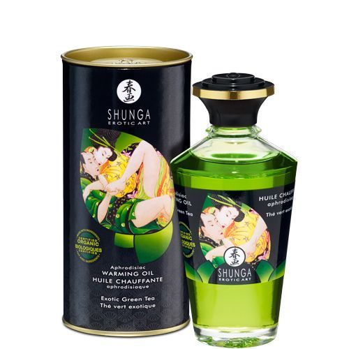 Органічна розігрівальна олія Shunga Aphrodisiac Warming Oil – Exotic green tea (100 мл) без цукру 