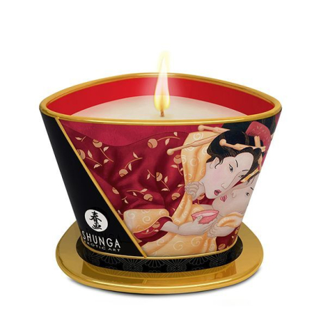 Масажна свічка Shunga Massage Candle – Sparkling Strawberry Wine (170 мл) з афродизіаками 