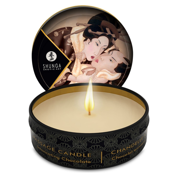 Масажна свічка Shunga Mini Massage Candle – Intoxicating Chocolate (30 мл) з афродизіаками - фото